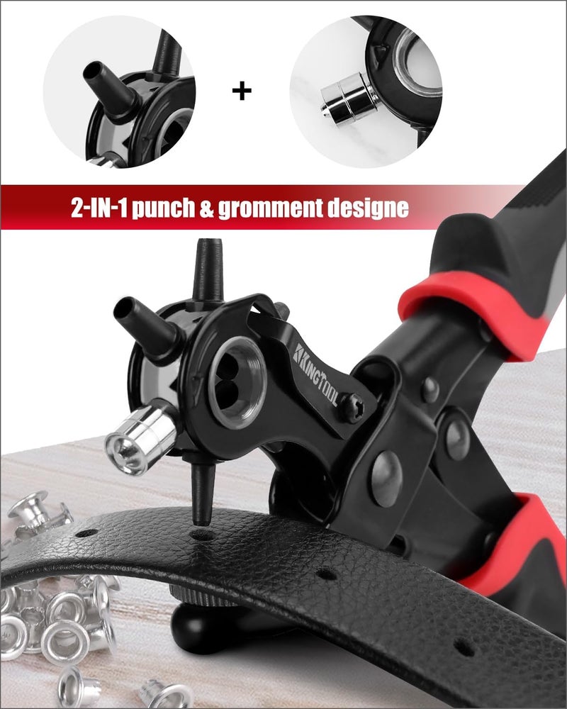 KingTool 2 in 1 Professional Leather Hole Punch with Grommet kit - Perfect for Belts, Watch Bands, Straps, Dog Collars, Saddles, Shoes, Fabric, DIY Home or Craft Projects - Image 3
